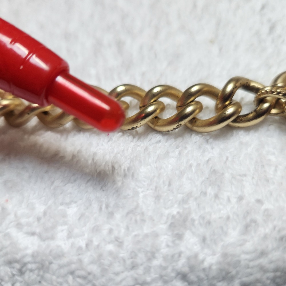 Vintage Gold Tone Chunky Curb Chain Bracelet Medallion Charm Faceted Stone 7.0" - Picture 12 of 14